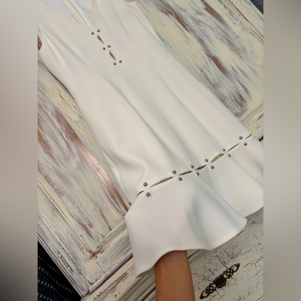 Jonathan Simkhai White Mini Dress with Silver Details